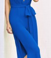 Long jumpsuit with plunging neckline and slits
